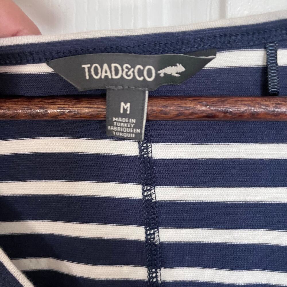Toad & CO Cap Sleeve blue striped long dress-Size M - Picture 5 of 8